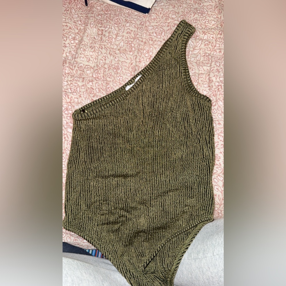 Green One Shoulder Bodysuit